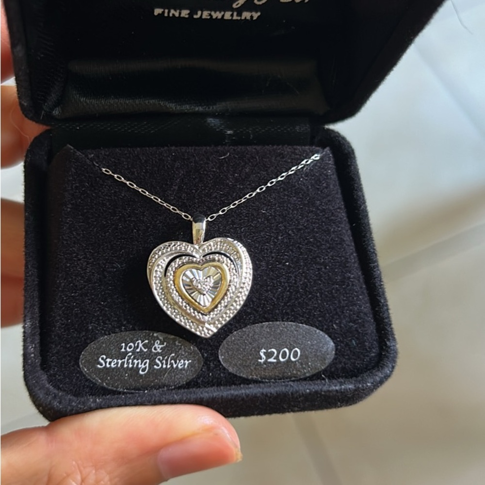 Macy's Silver and Gold Heart Pedant Necklace